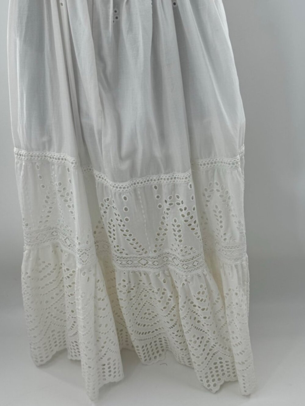 MISA Los Angeles Allegra Women's Allegra White Eyelet Lace Maxi Dress V-Neck Spa - Picture 7 of 16